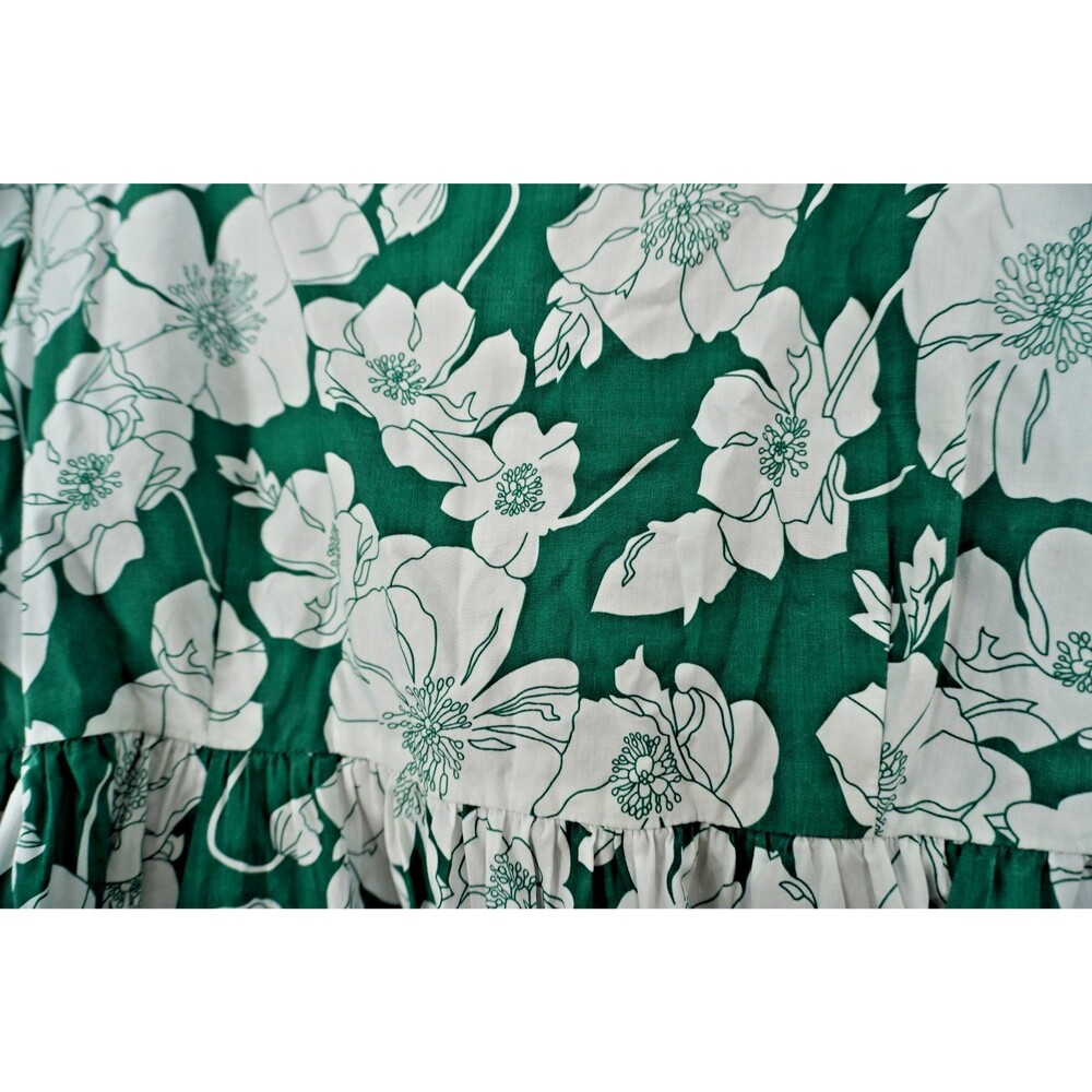 Tuckernuck Women's Sz L Hyancinth Houes Clemons Green Floral Puff Sleeve Blouse - Picture 3 of 10